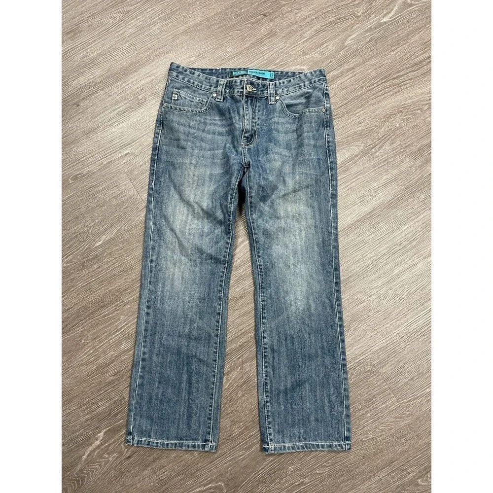 Mens Rock & Roll Cowboy Revolver Slim Straight Leg Blue Jeans Size 33x30 Med Was